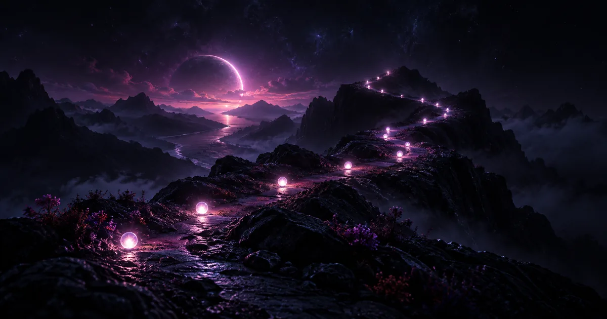 Violet and magenta editorial artwork for Axl's 2024 Journey.