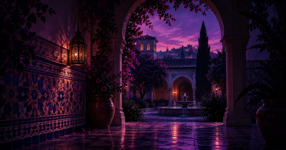 Violet and magenta editorial artwork for Care in Spain.