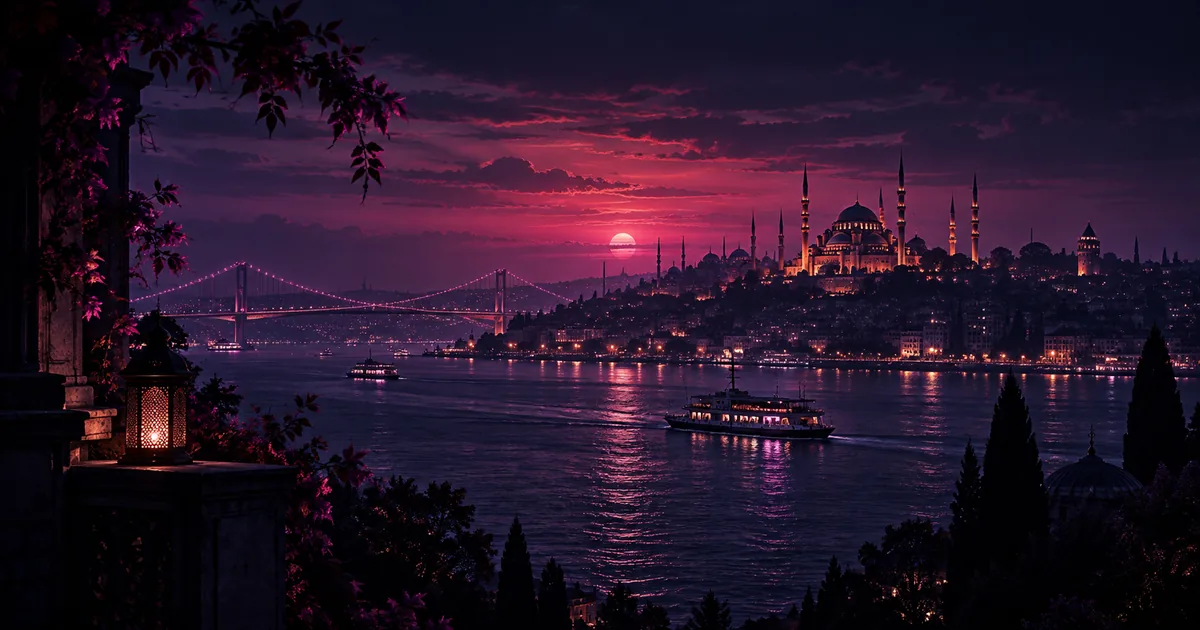 Violet and magenta editorial artwork for Care in Turkey.