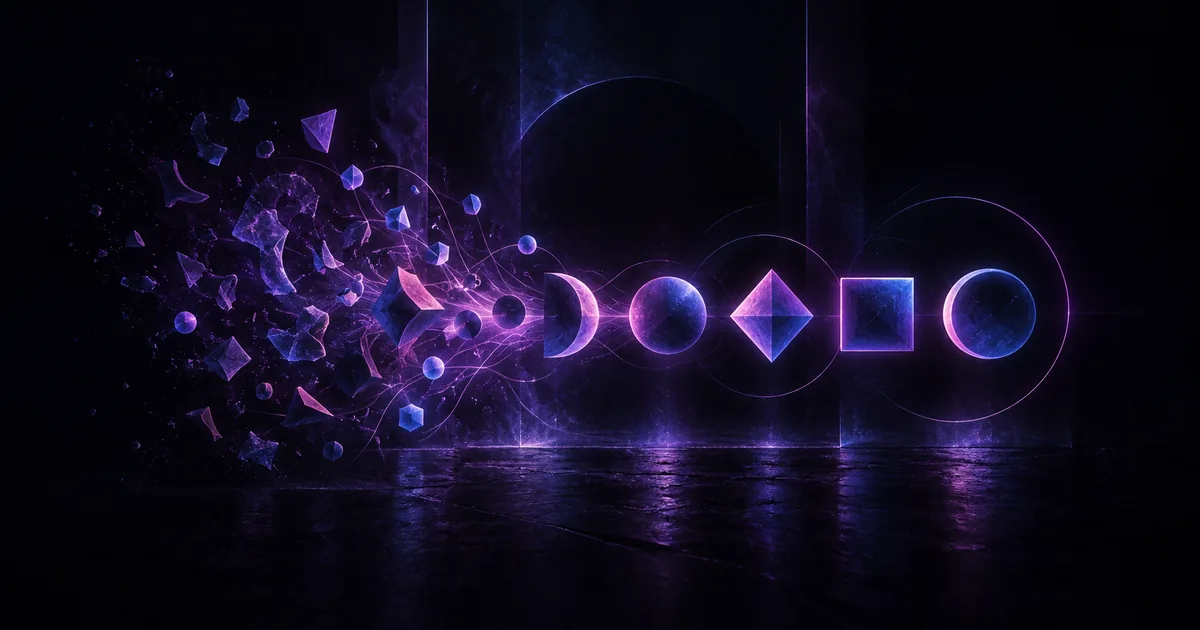 Violet and magenta editorial artwork for Glossary.