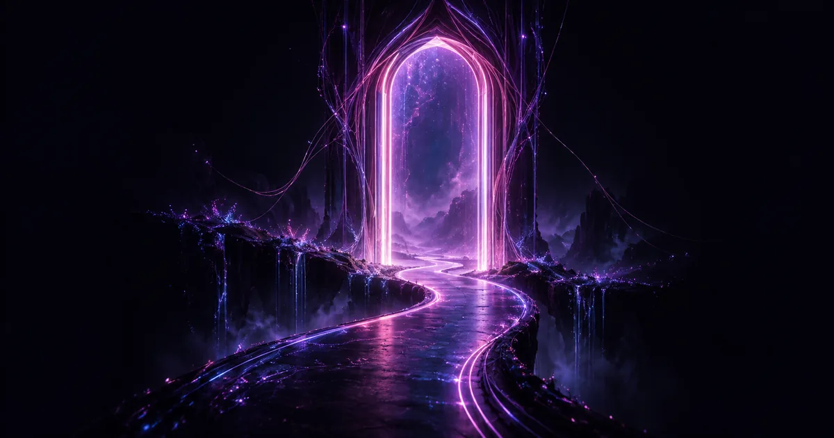 Violet and magenta editorial artwork for Start Here.